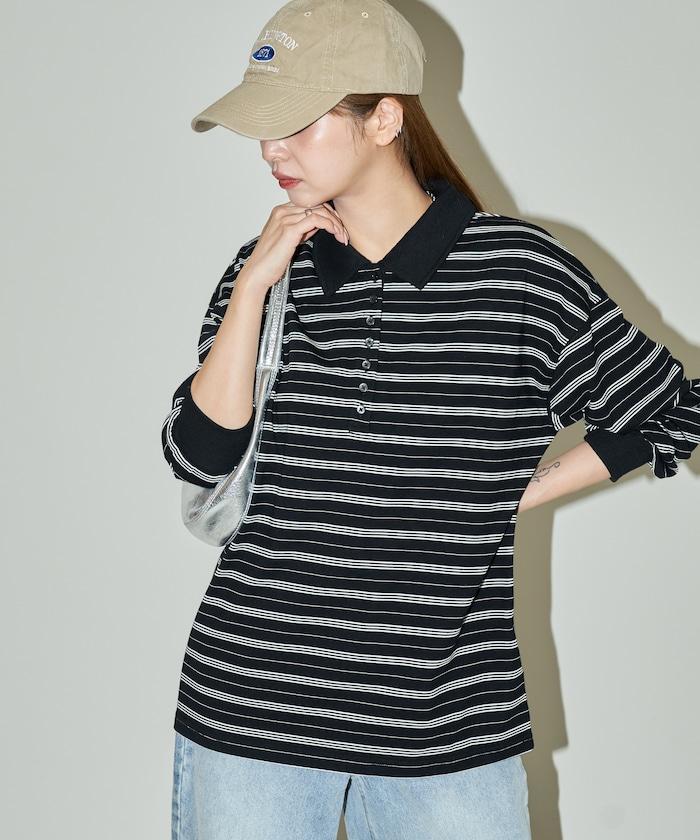 條紋Polo領套頭衫