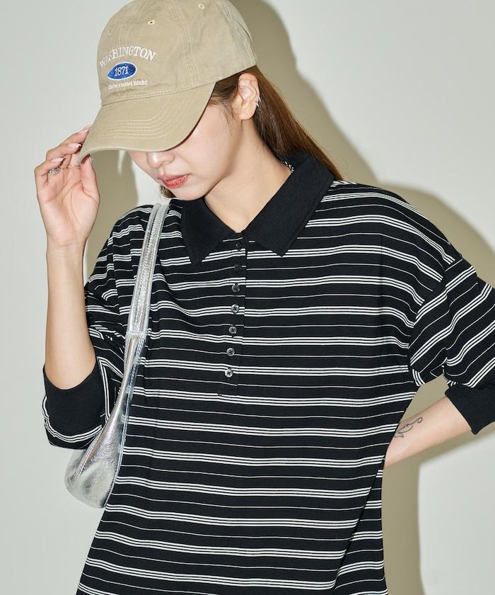 條紋Polo領套頭衫