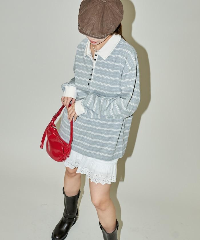 條紋Polo領套頭衫