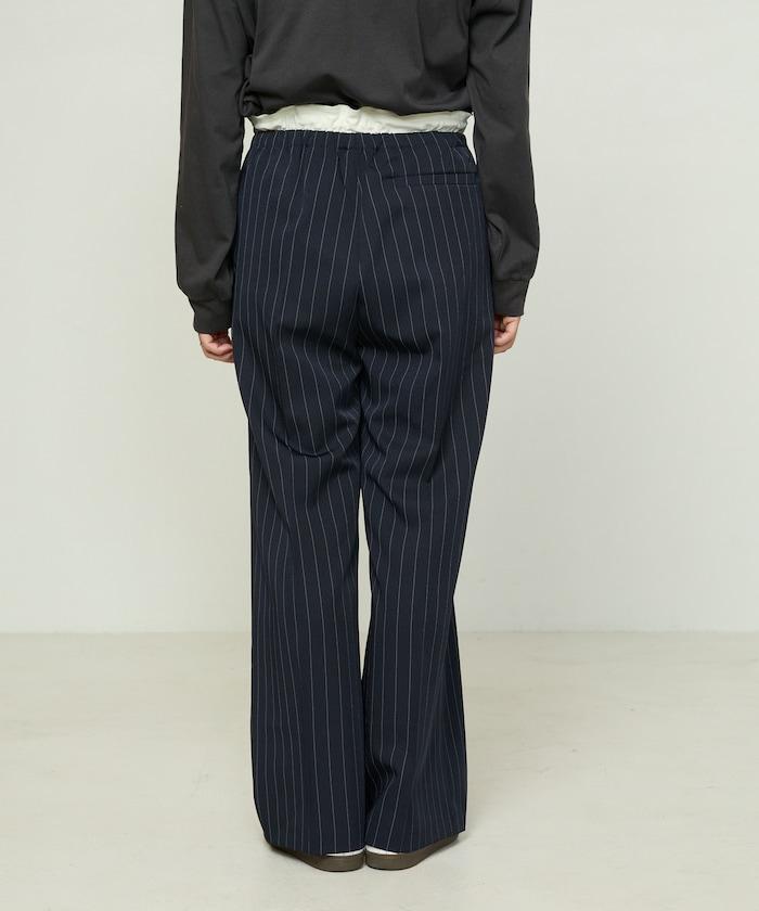 腰部收褶拼接休閒西褲褲子