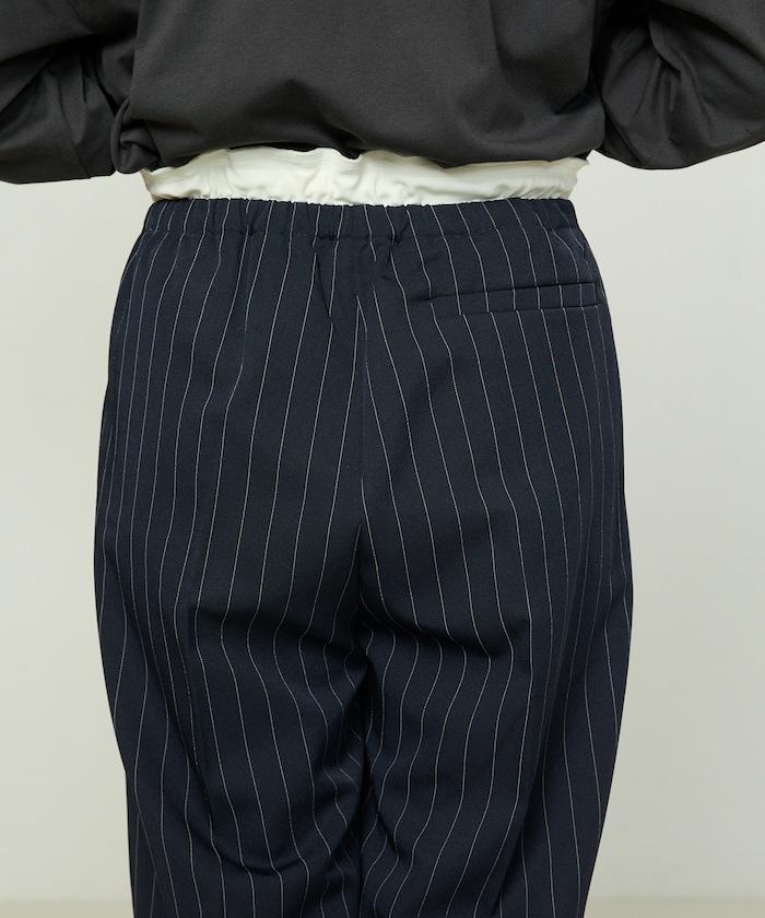 腰部收褶拼接休閒西褲褲子