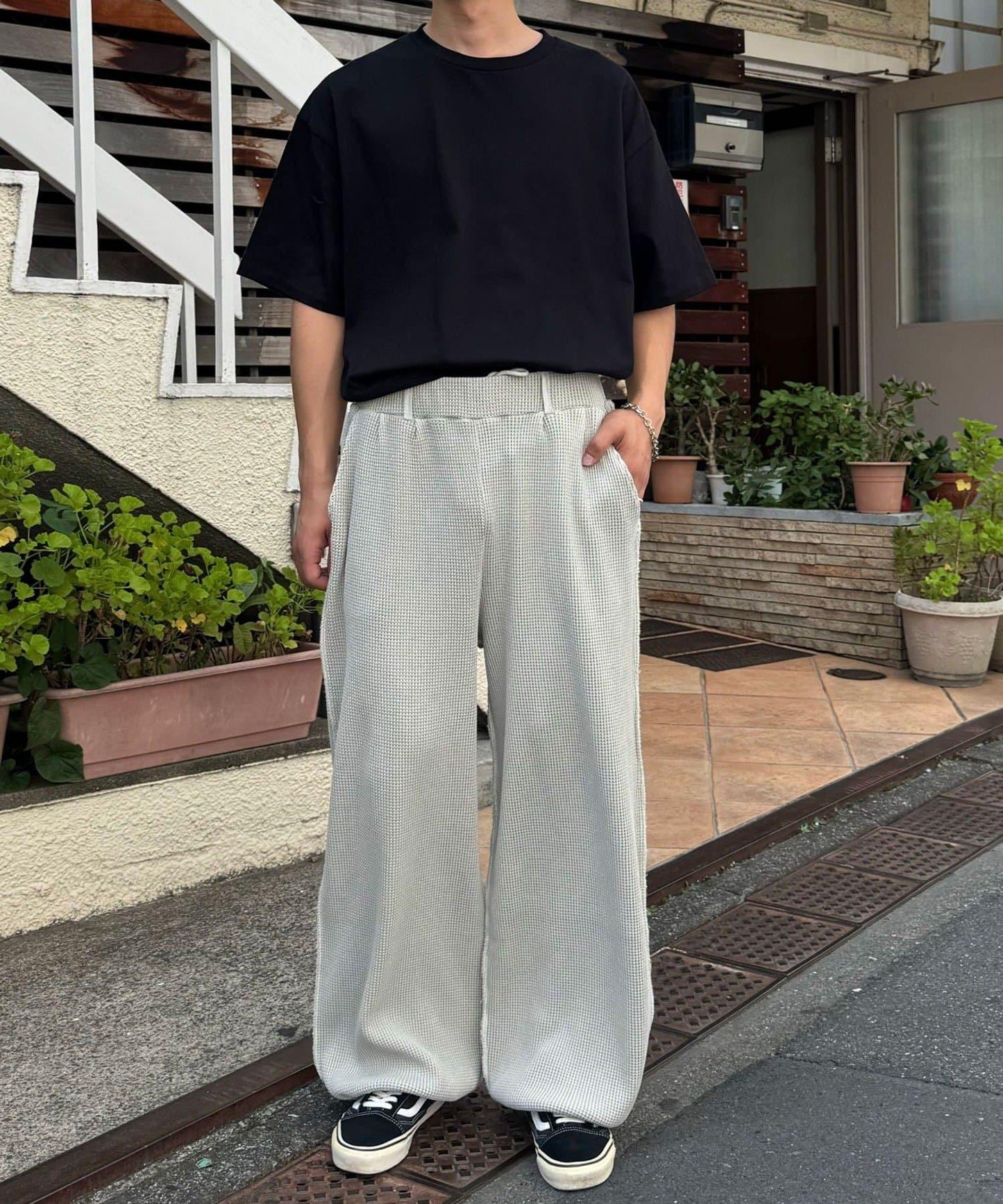 顏料呢衛衣寬鬆長褲