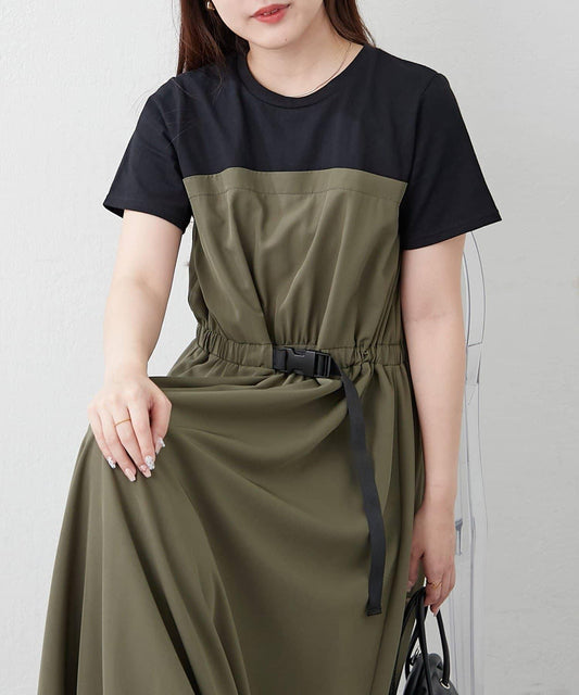 【人氣系列】帶腰帶的對接氣球連衣裙