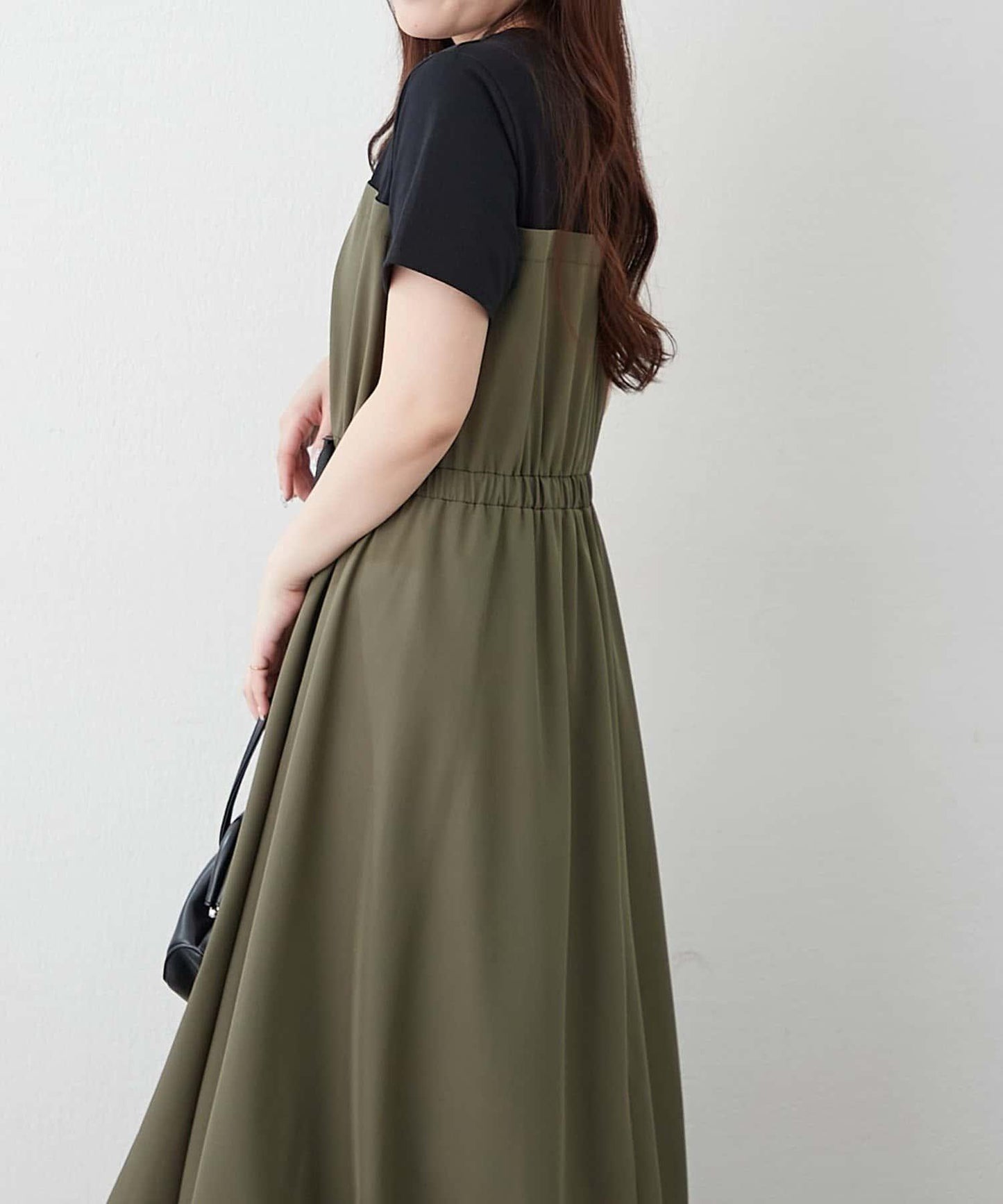 【人氣系列】帶腰帶的對接氣球連衣裙