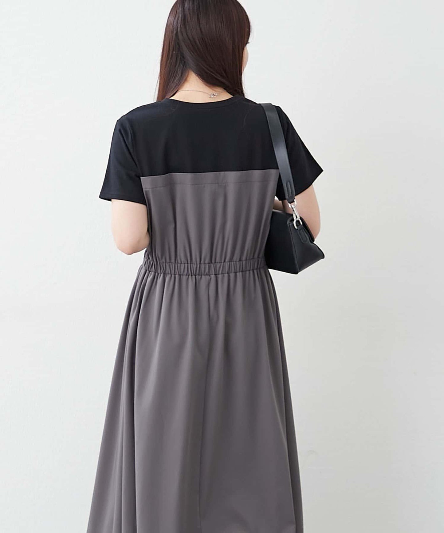 【人氣系列】帶腰帶的對接氣球連衣裙