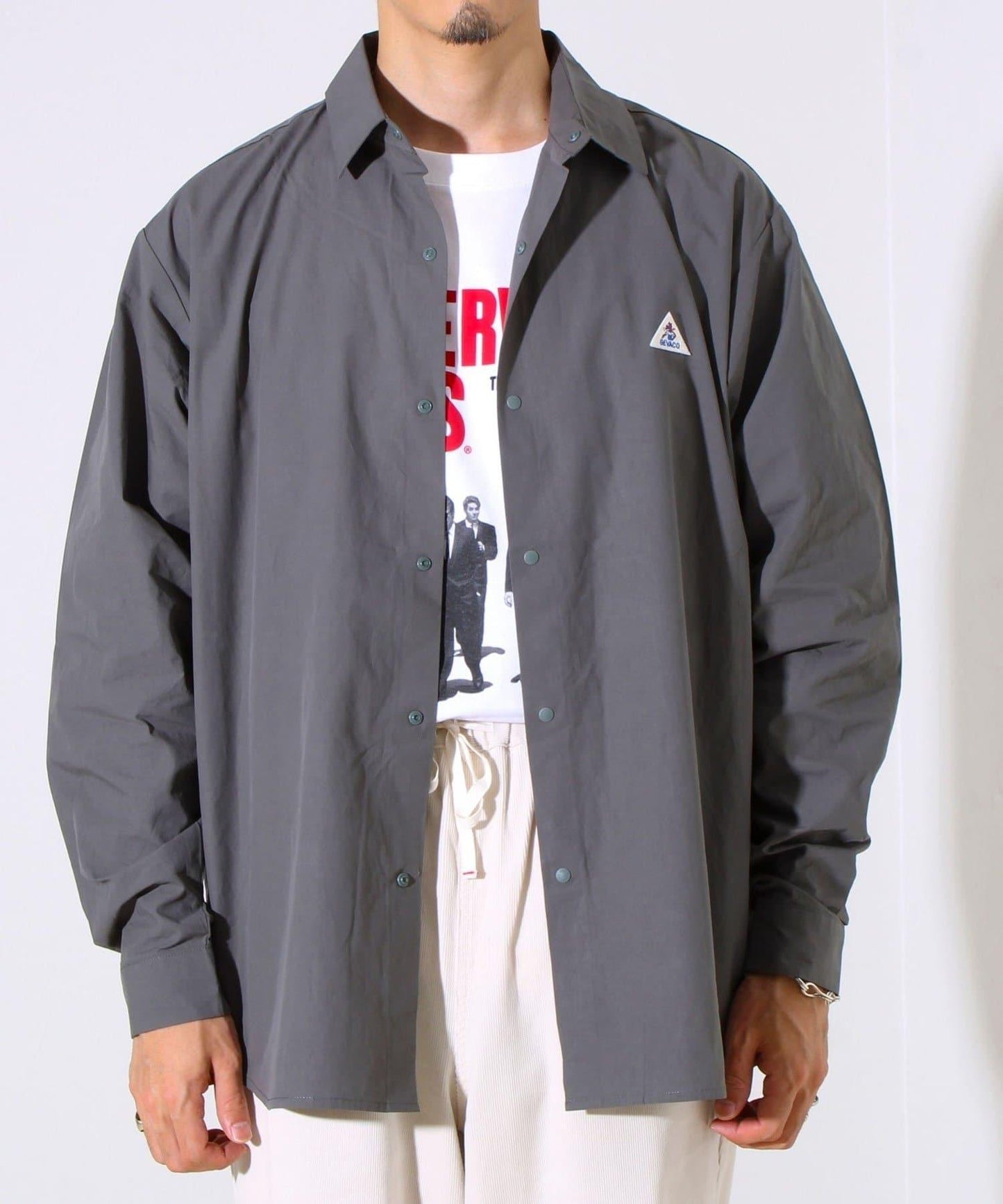 【GEVACO】圓點紐扣襯衫 套扣襯衫外套