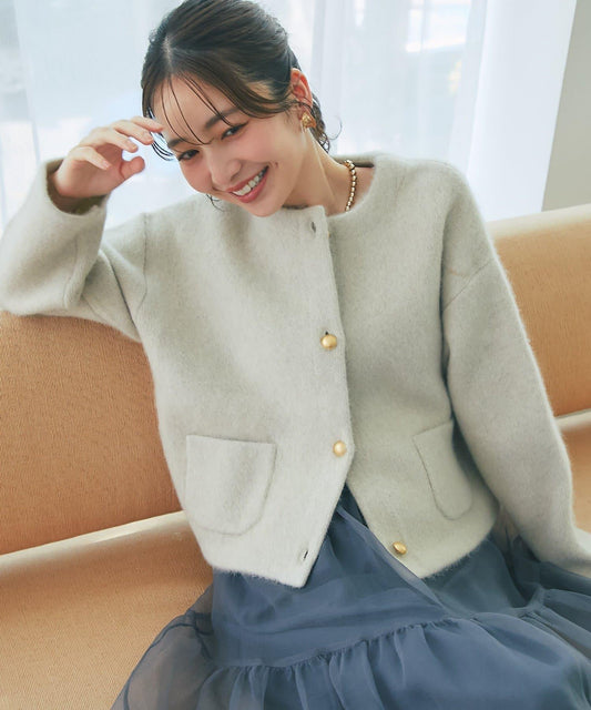 高品質羊毛接絨夾克開衫