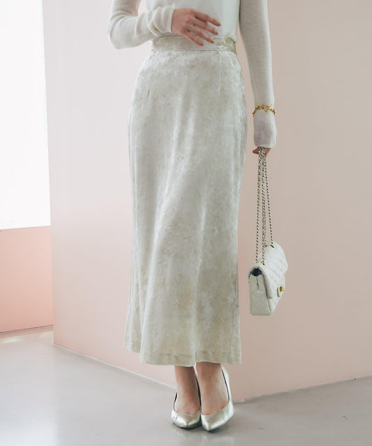 絨面長款窄裙
