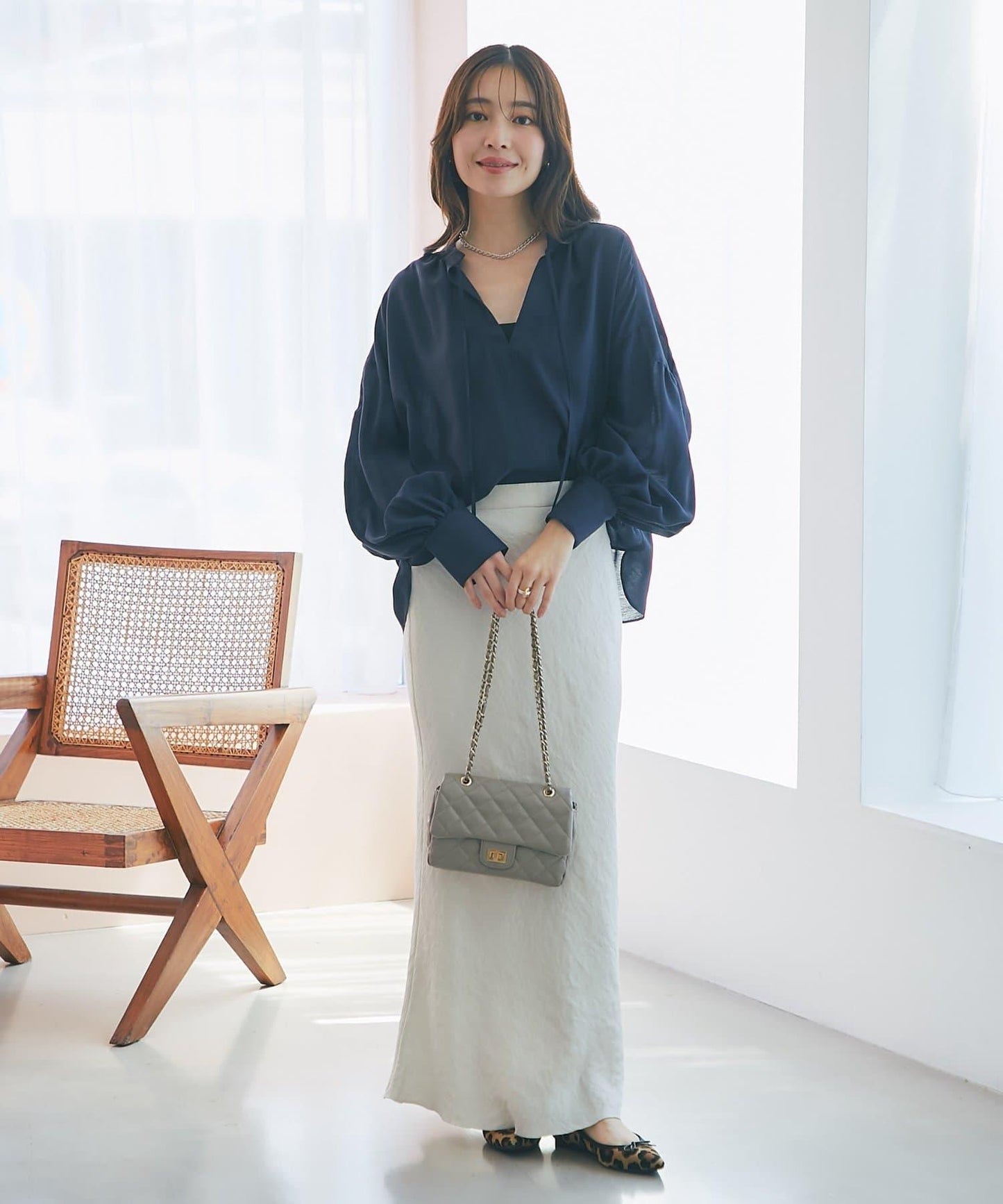 透視泡泡袖襯衫