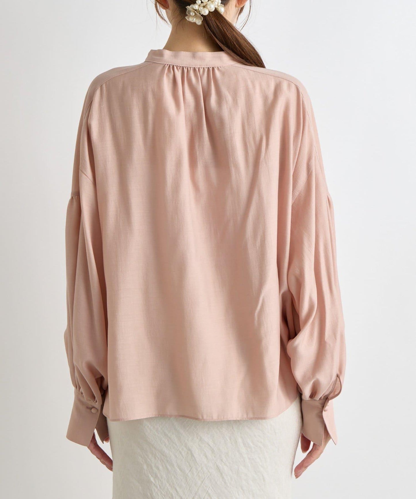 透視泡泡袖襯衫