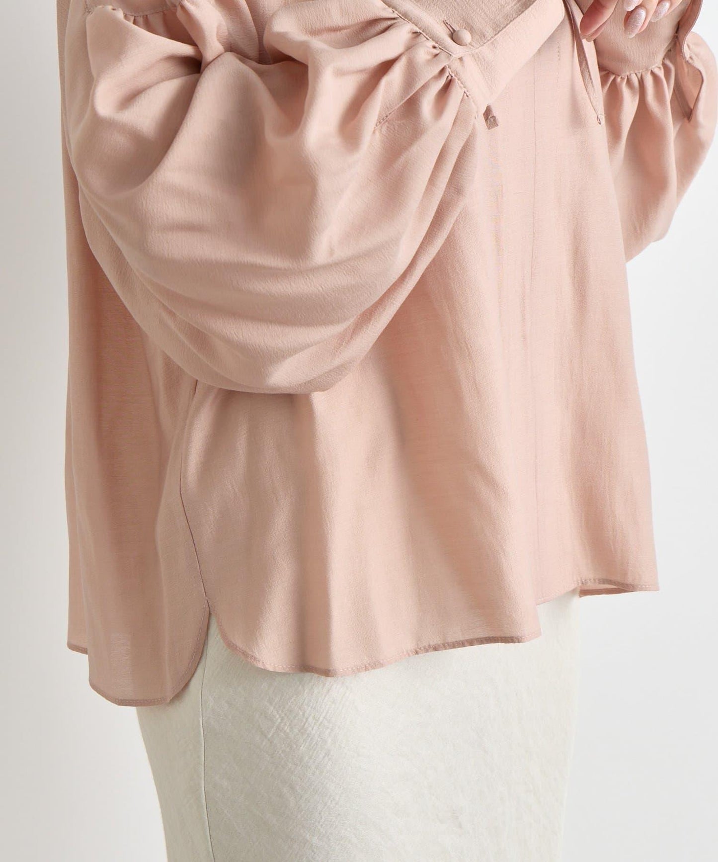 透視泡泡袖襯衫