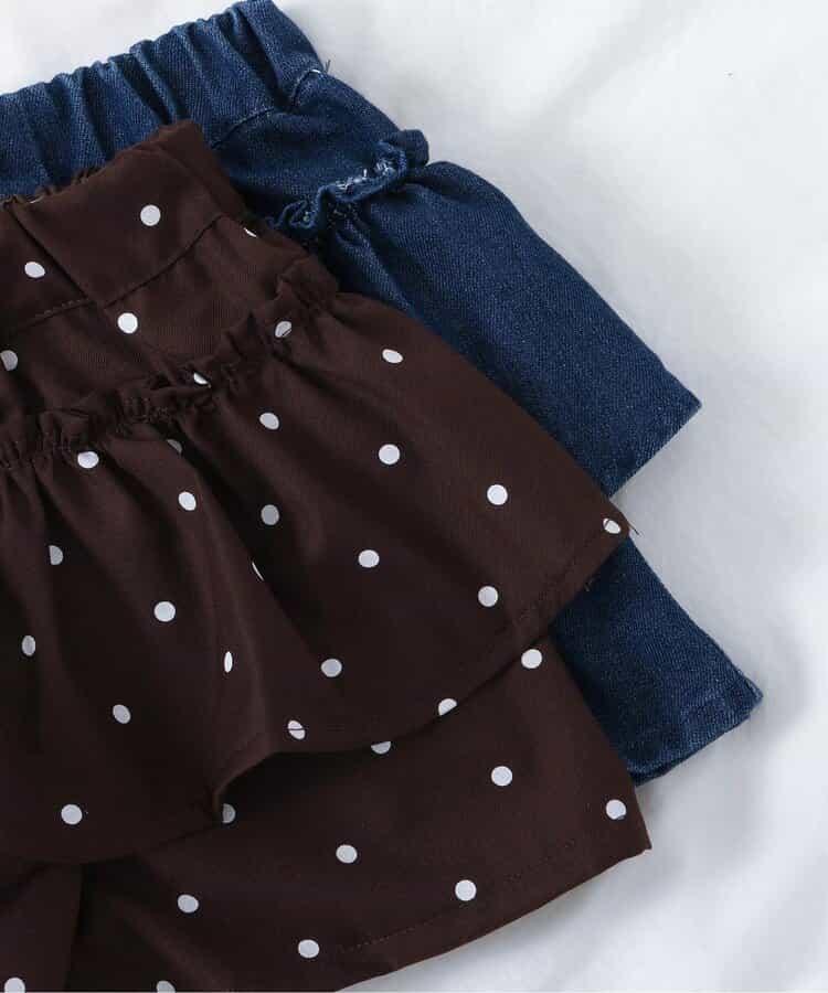 荷葉邊長款上衣&層疊裙套裝_短款