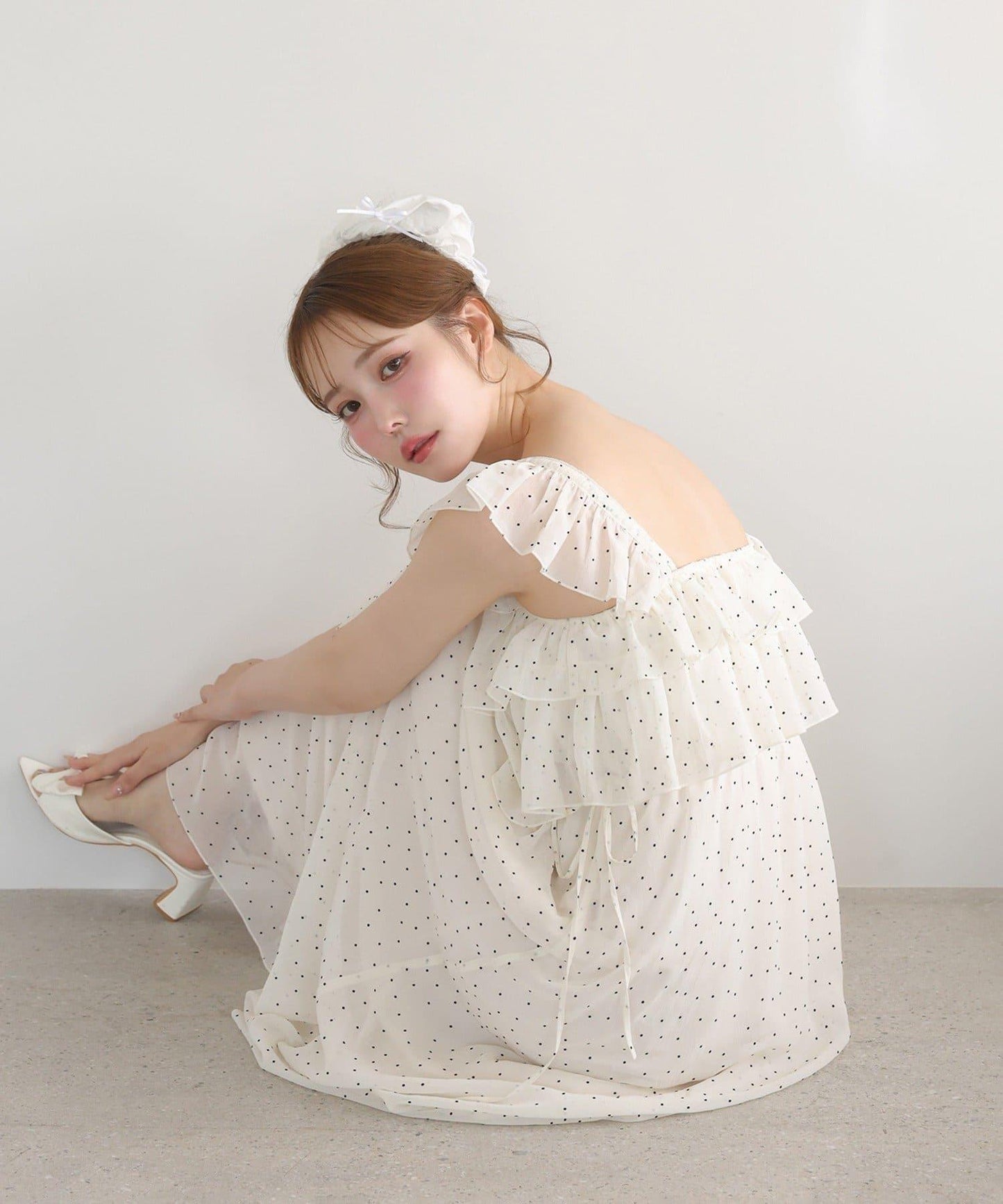 【可以成為天使!?】側邊蝴蝶結荷葉邊吊帶連衣裙