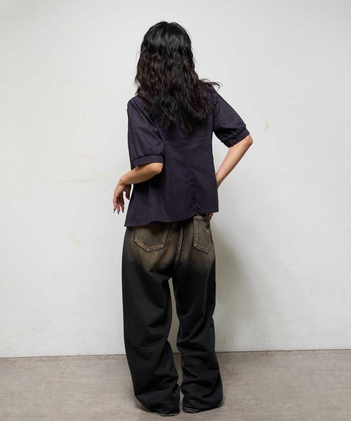 亞麻風泡泡袖襯衫夾克