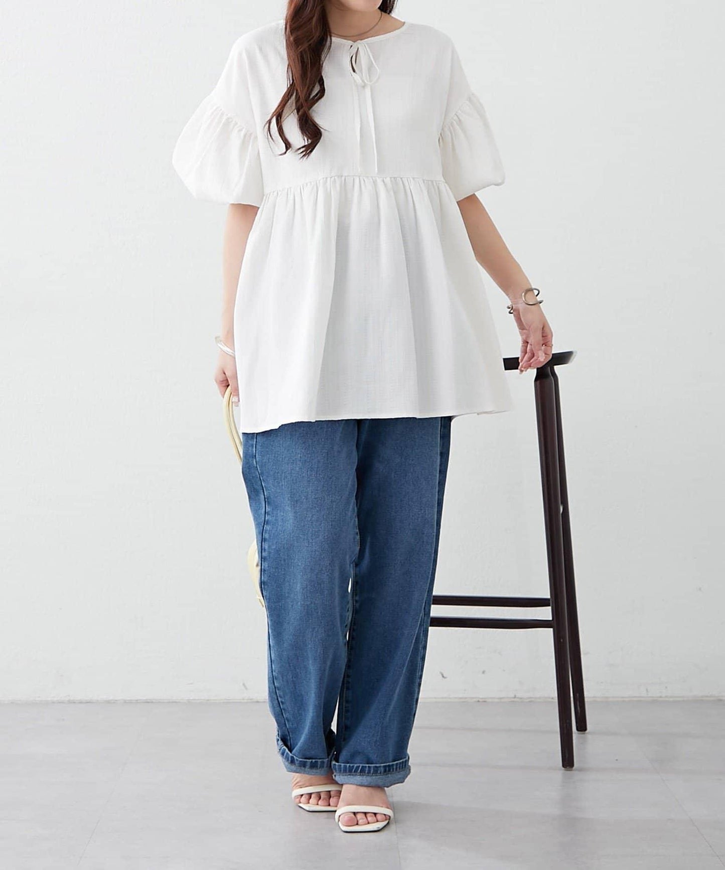 【前後2WAY】成年人楊柳長款襯衫