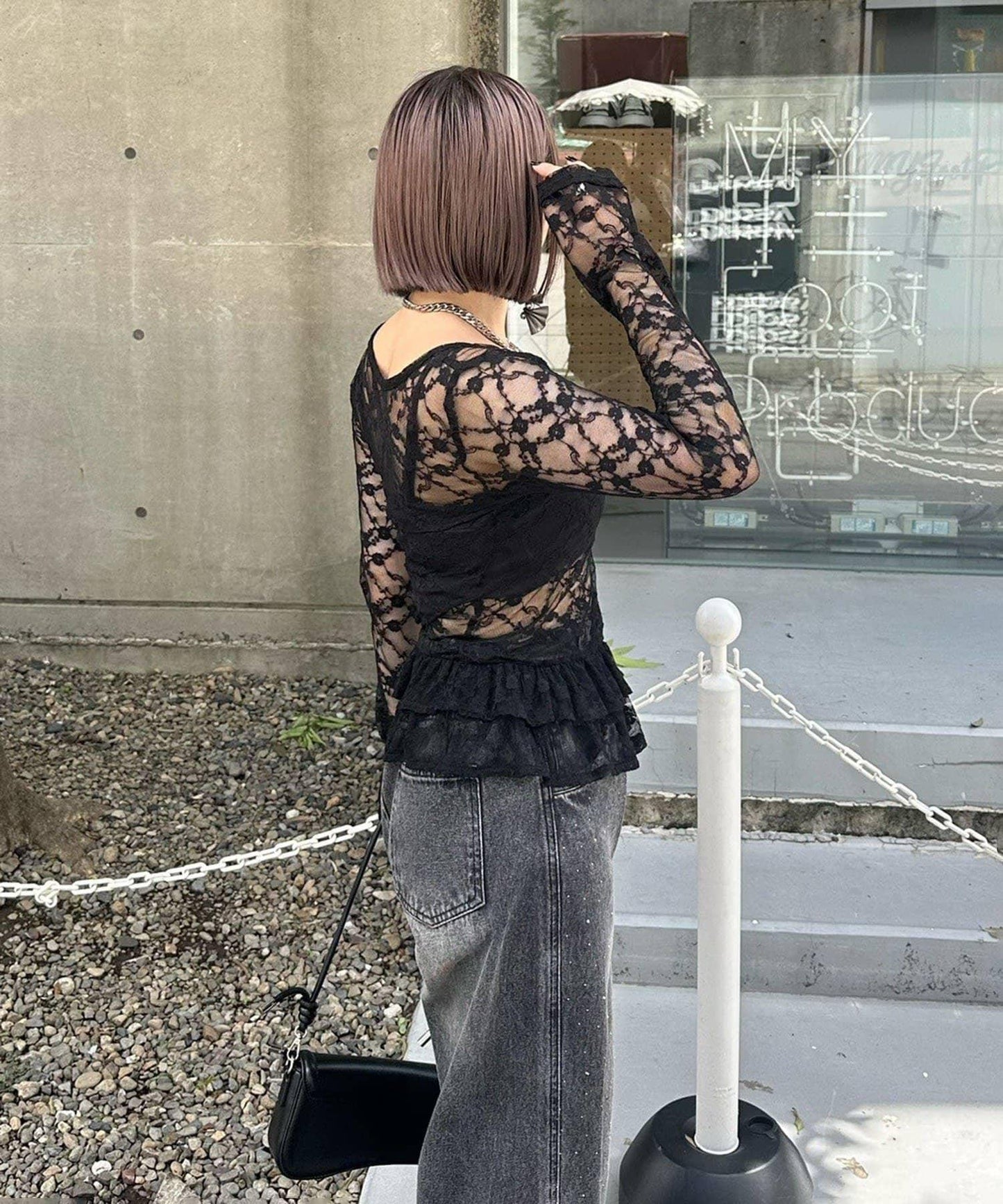 蕾絲蓬蓬袖上衣