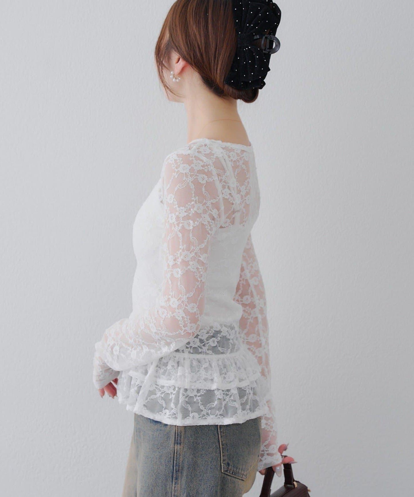蕾絲蓬蓬袖上衣