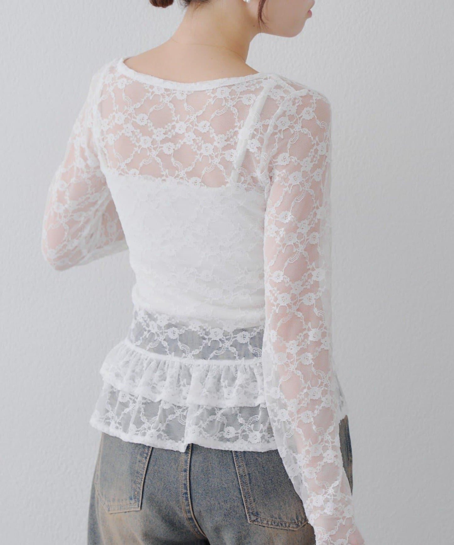 蕾絲蓬蓬袖上衣