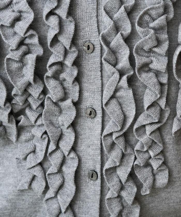 迷你荷葉邊V領針織開衫