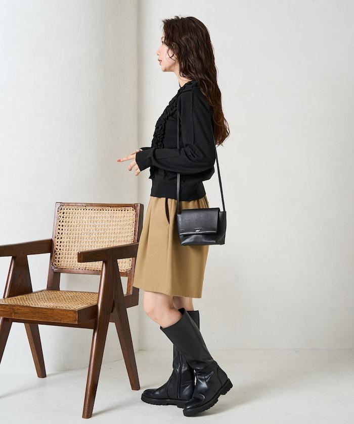 迷你荷葉邊V領針織開衫