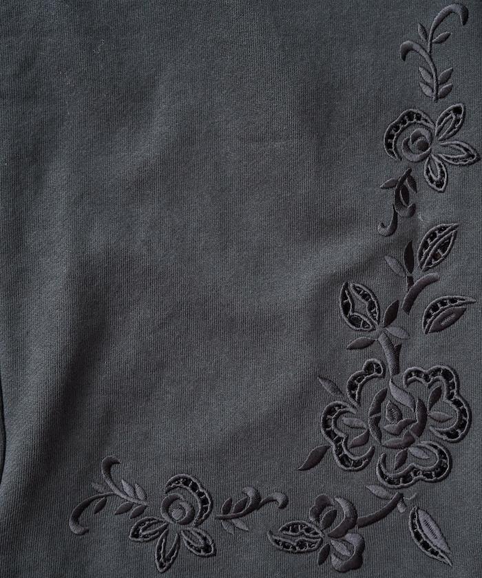 花朵剪裁 刺繡 裡毛 寬鬆 運動褲