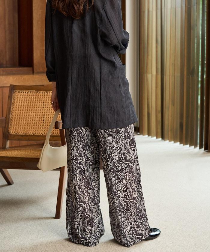 波紋圖案休閒褲