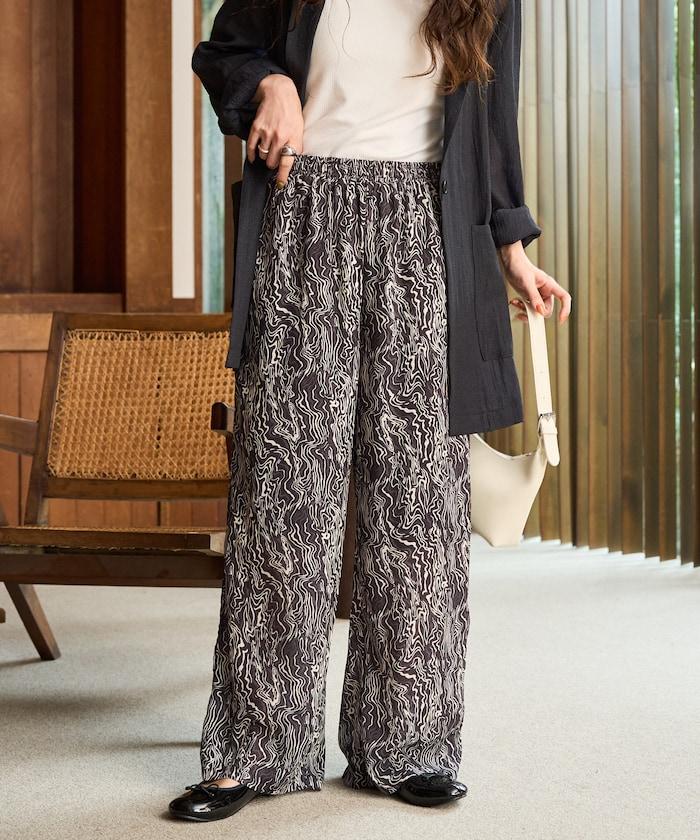 波紋圖案休閒褲