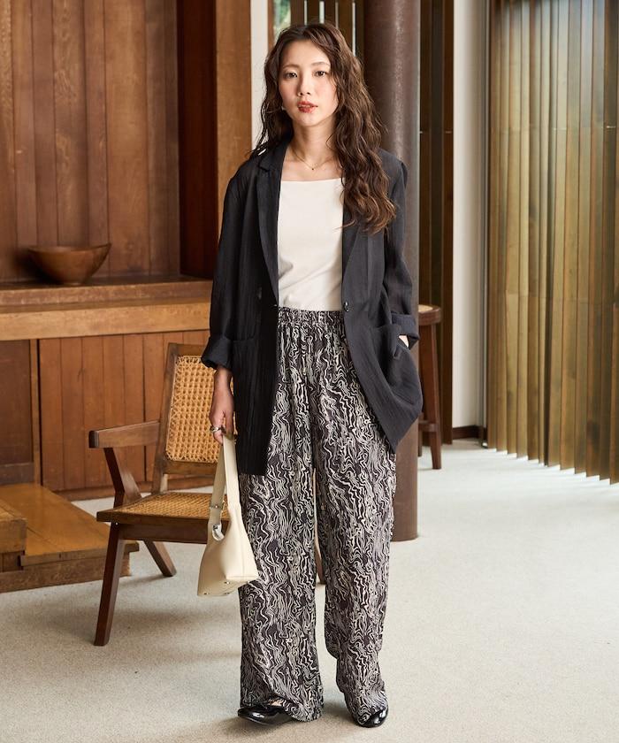 波紋圖案休閒褲