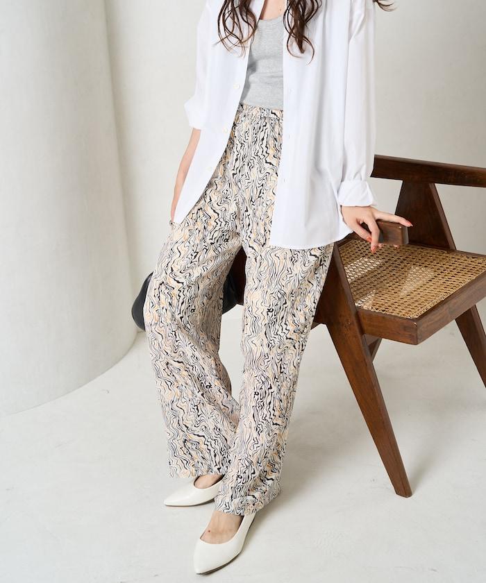 波紋圖案休閒褲