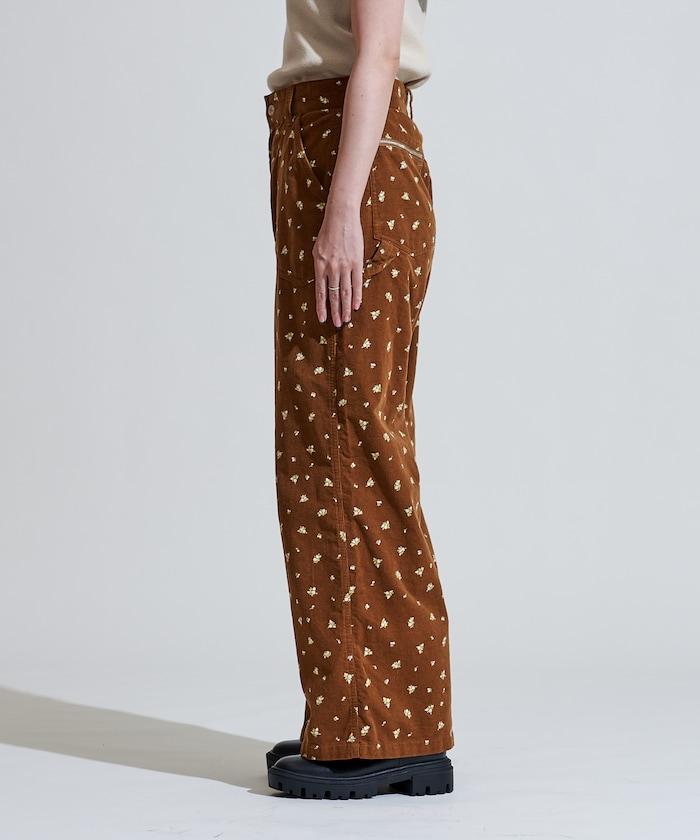 鄉村風格燈花圖案絨布褲子<可搭配套裝>