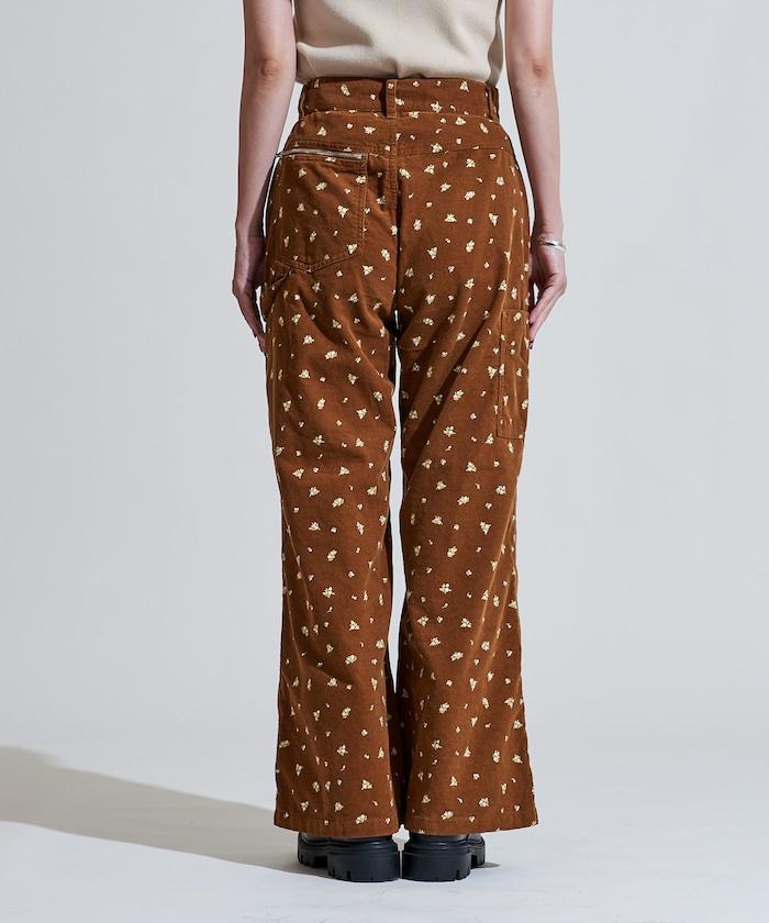 鄉村風格燈花圖案絨布褲子<可搭配套裝>