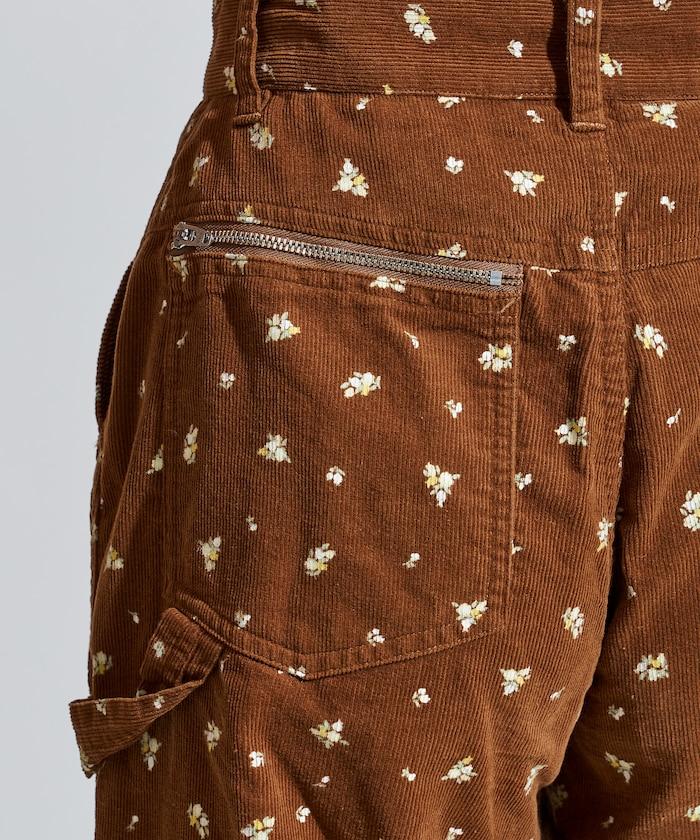 鄉村風格燈花圖案絨布褲子<可搭配套裝>