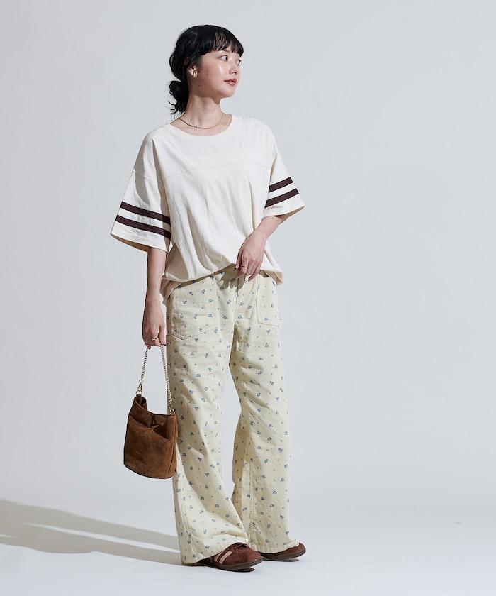 鄉村風格燈花圖案絨布褲子<可搭配套裝>