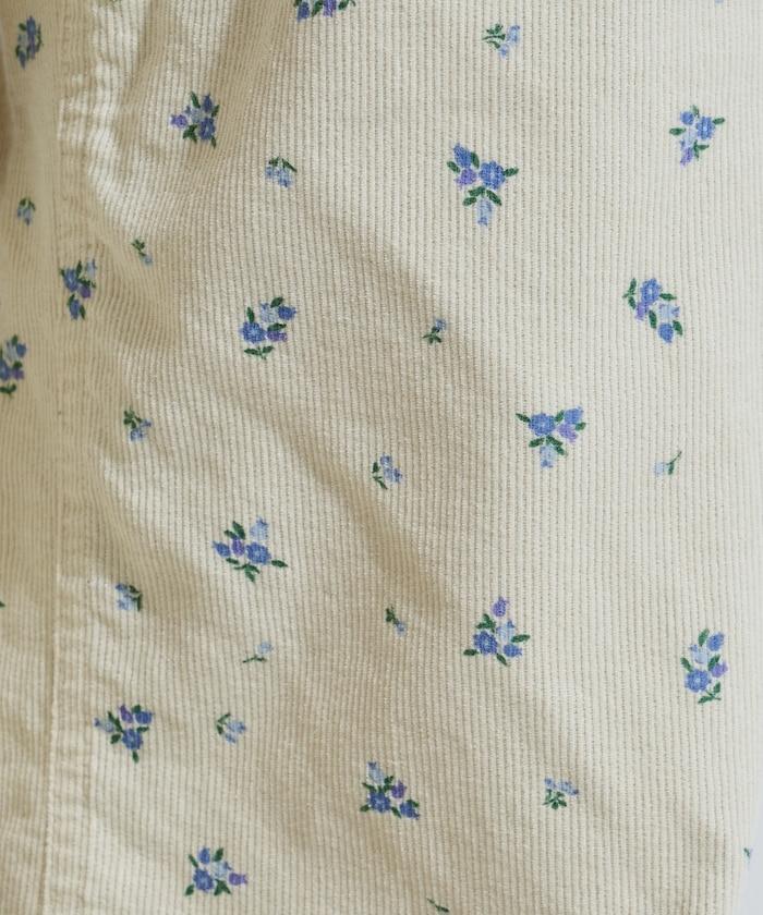 鄉村風格燈花圖案絨布褲子<可搭配套裝>