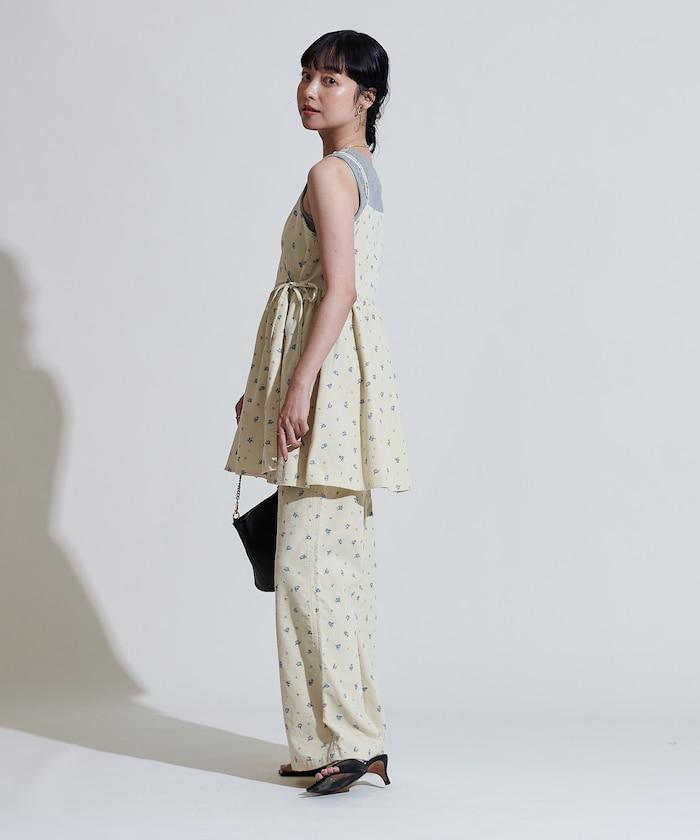 鄉村風格燈花圖案絨布褲子<可搭配套裝>