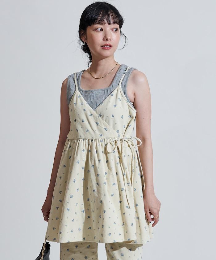 鄉村風格燈花圖案絨布褲子<可搭配套裝>