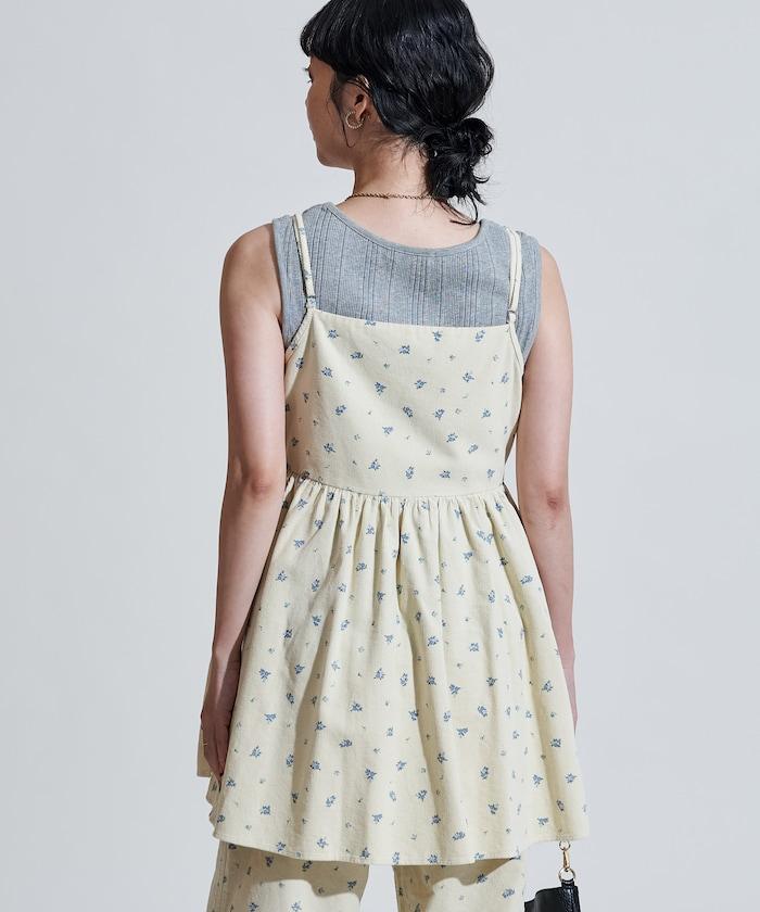 鄉村風格燈花圖案絨布褲子<可搭配套裝>