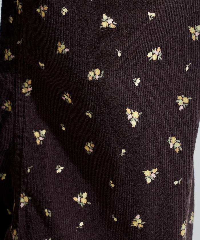 鄉村風格燈花圖案絨布褲子<可搭配套裝>