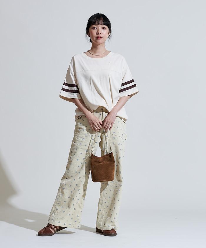 鄉村風格燈花圖案絨布褲子<可搭配套裝>