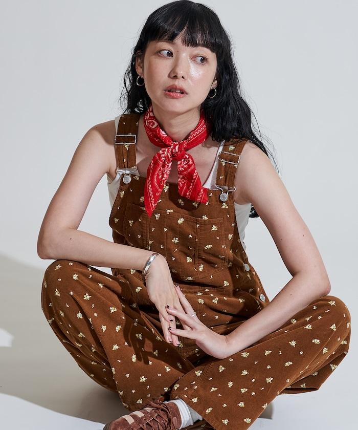 鄉村花卉 燈芯絨工裝連體褲<可搭配套裝>