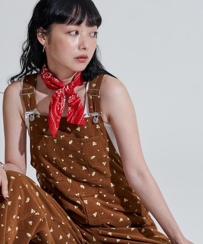 鄉村花卉 燈芯絨工裝連體褲<可搭配套裝>