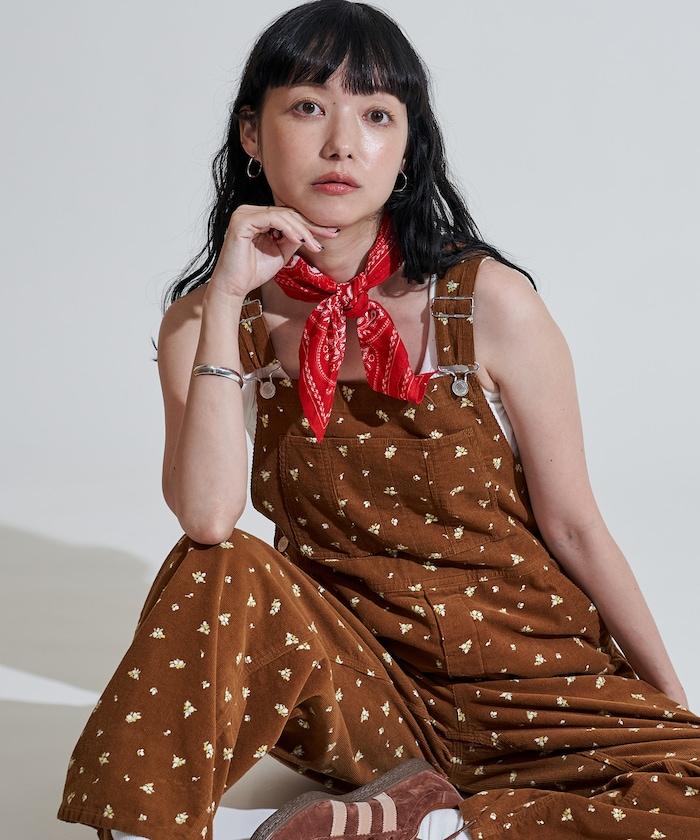 鄉村花卉 燈芯絨工裝連體褲<可搭配套裝>