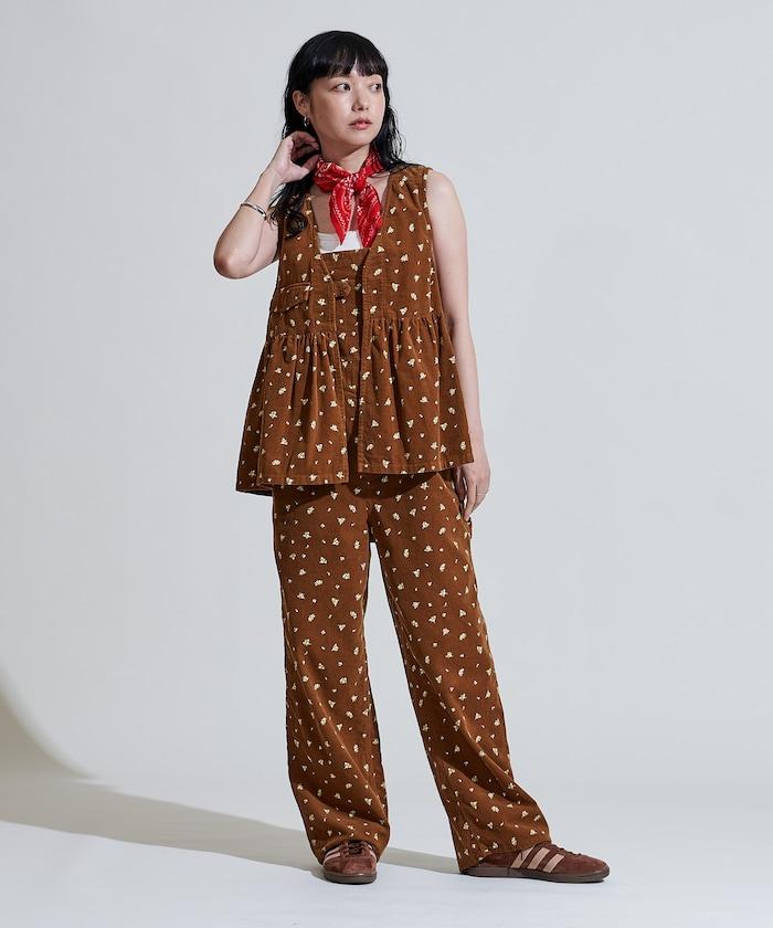 鄉村花卉 燈芯絨工裝連體褲<可搭配套裝>