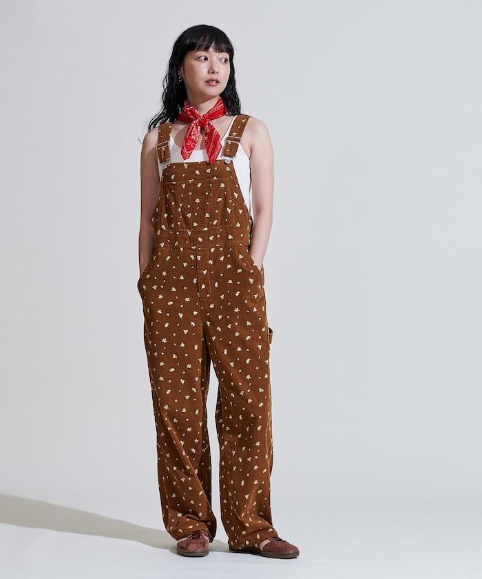 鄉村花卉 燈芯絨工裝連體褲<可搭配套裝>