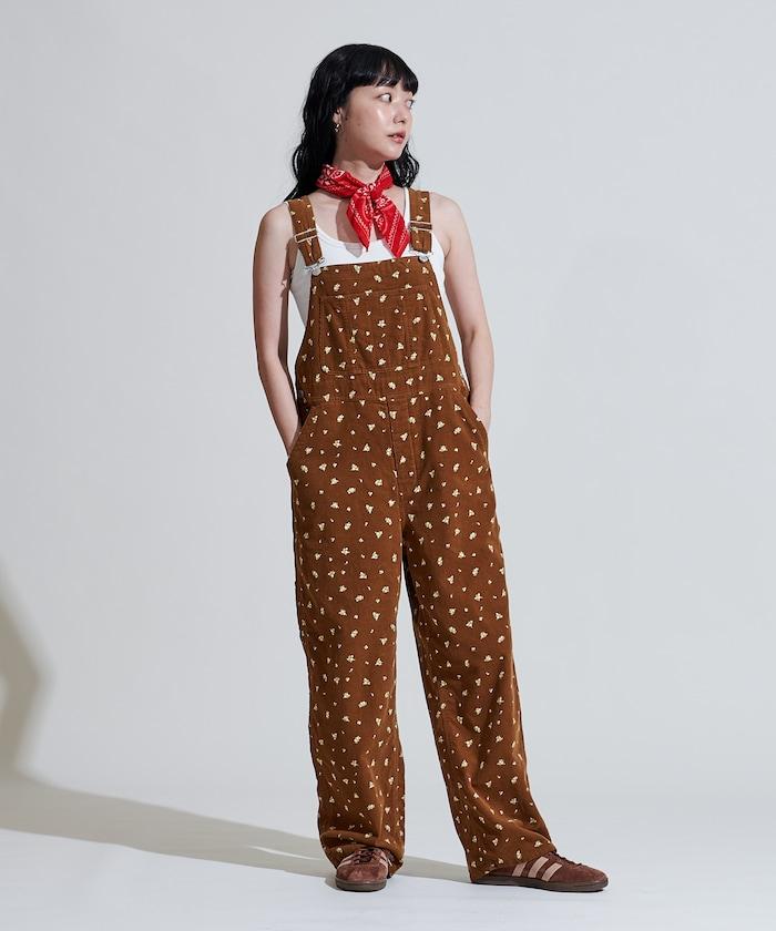 鄉村花卉 燈芯絨工裝連體褲<可搭配套裝>