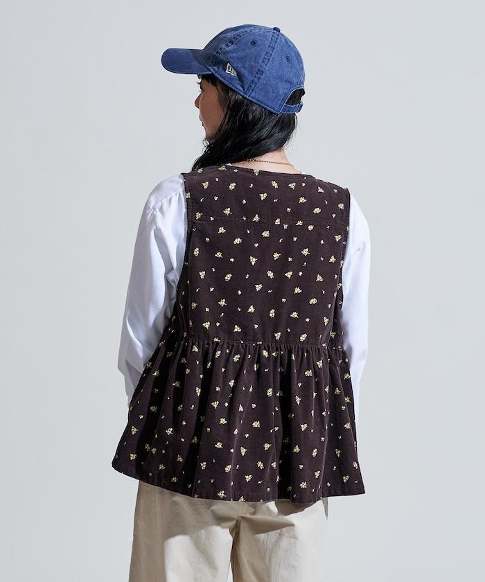 鄉村風格燈花圖案絨面馬甲<可搭配套裝>