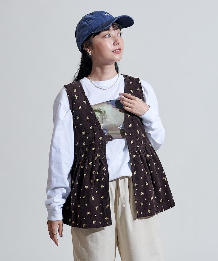 鄉村風格燈花圖案絨面馬甲<可搭配套裝>