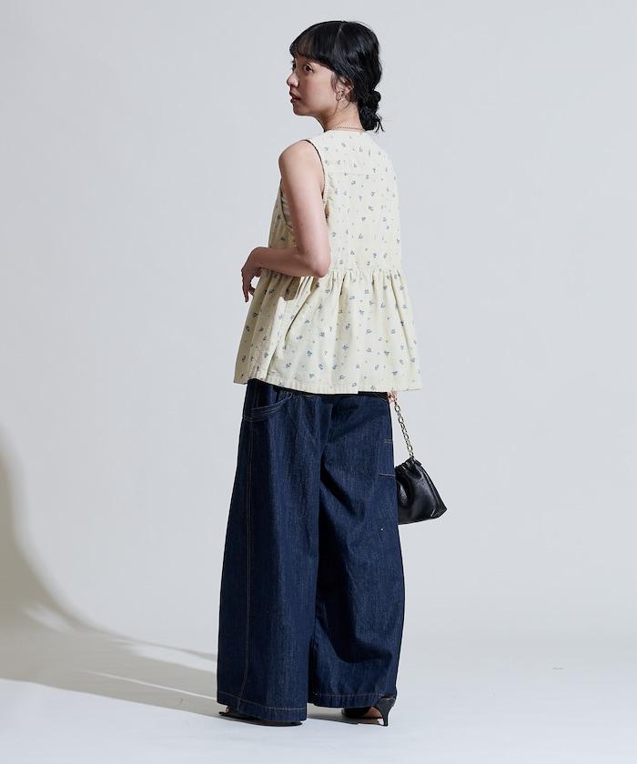 鄉村風格燈花圖案絨面馬甲<可搭配套裝>