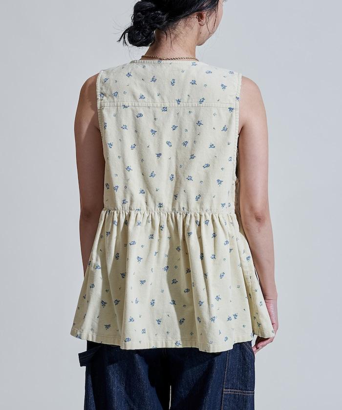 鄉村風格燈花圖案絨面馬甲<可搭配套裝>