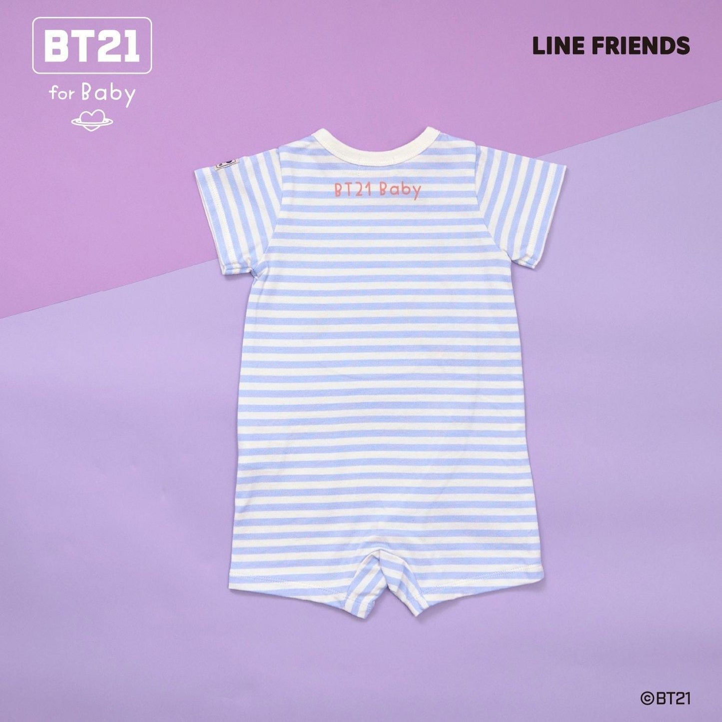 【《BT21》】貼布繡條紋短款連體衣